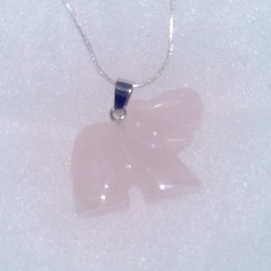 Hippie Boho Rose Quartz Elephant Sterling Silver 16” Neck…